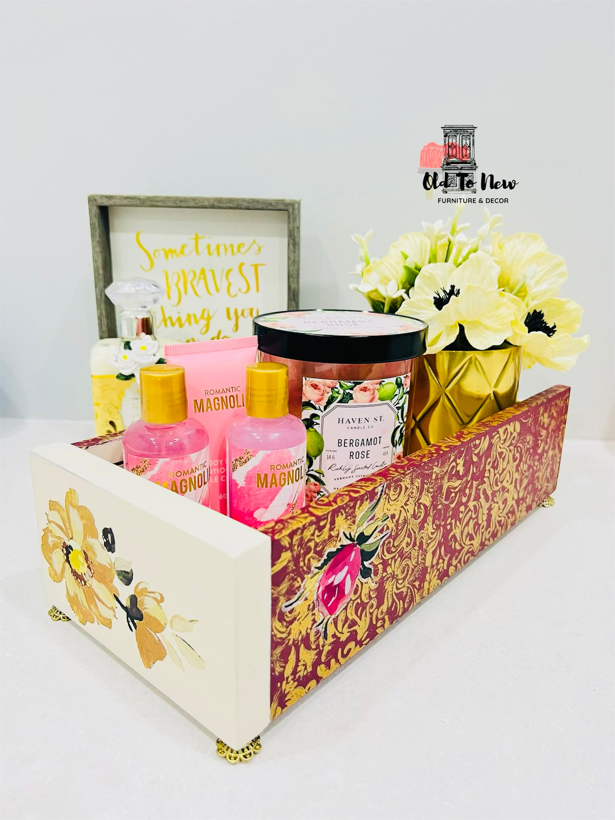Eclectic Floral Table Top Organizer