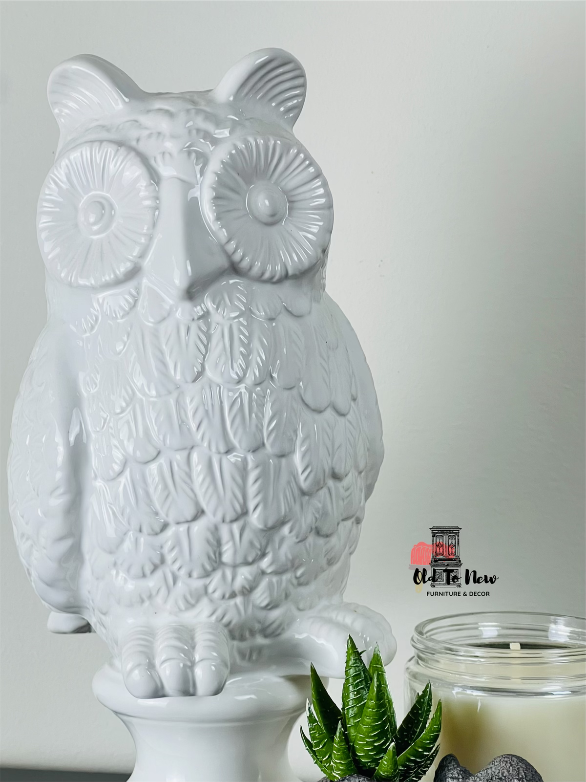 Naturist Home Decor, White Owl Home Accent, Old to New Furniture and Decor