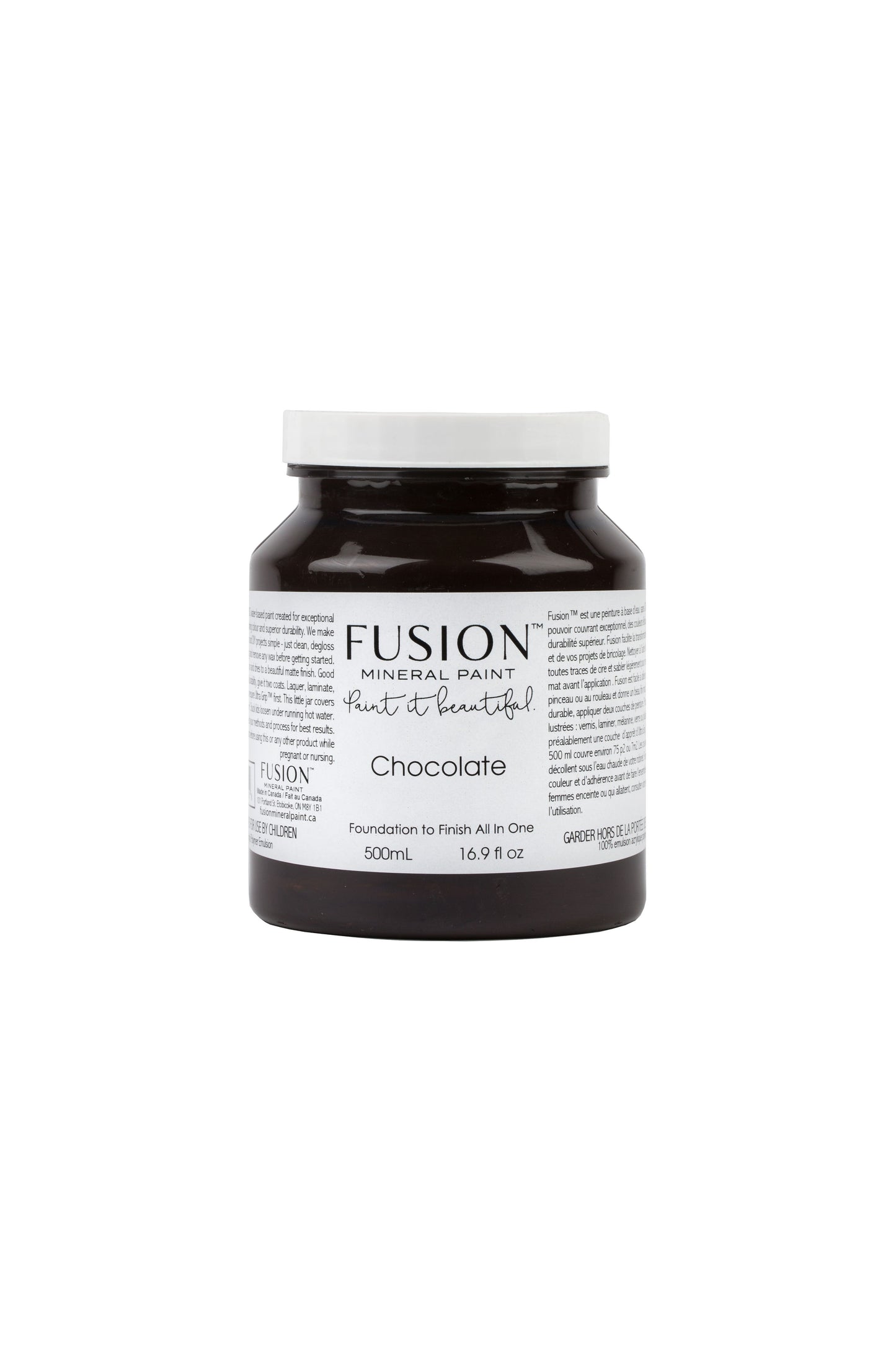 Chocolate Fusion Mineral Paint, Dark Coca Paint Color | 500ml Pint Size