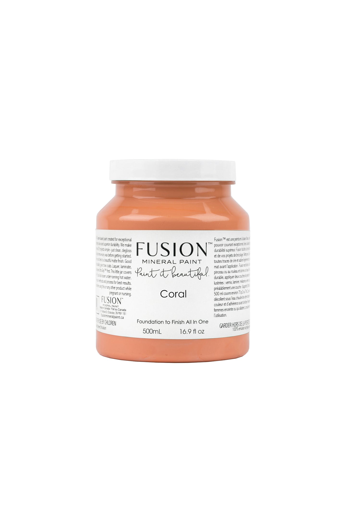 Coral Fusion Mineral Paint, Pink-Orange Paint Color| 500ml Pint Size