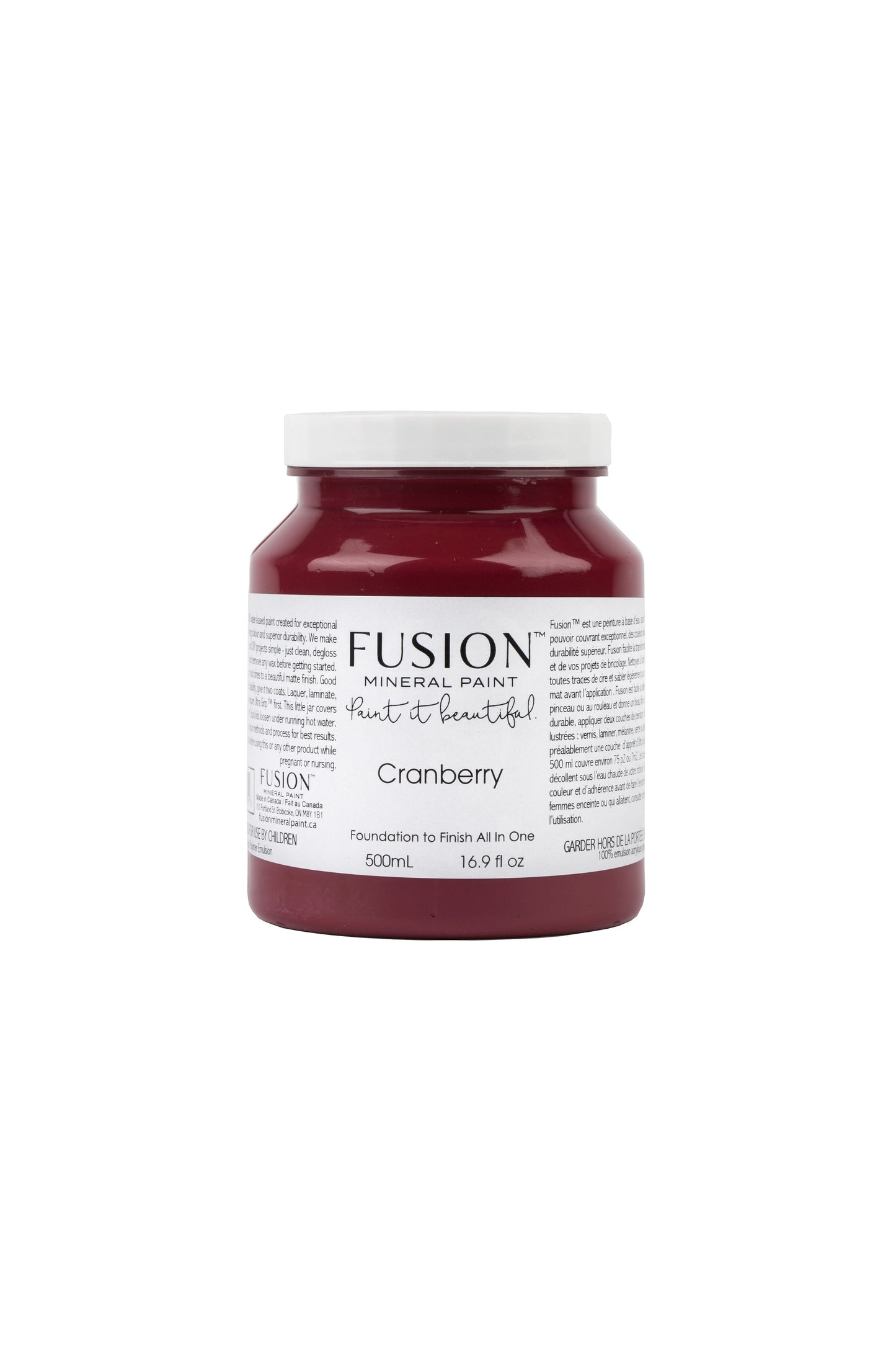 Cranberry Fusion Mineral Paint, Deep Red Paint Color | 500ml Pint Size