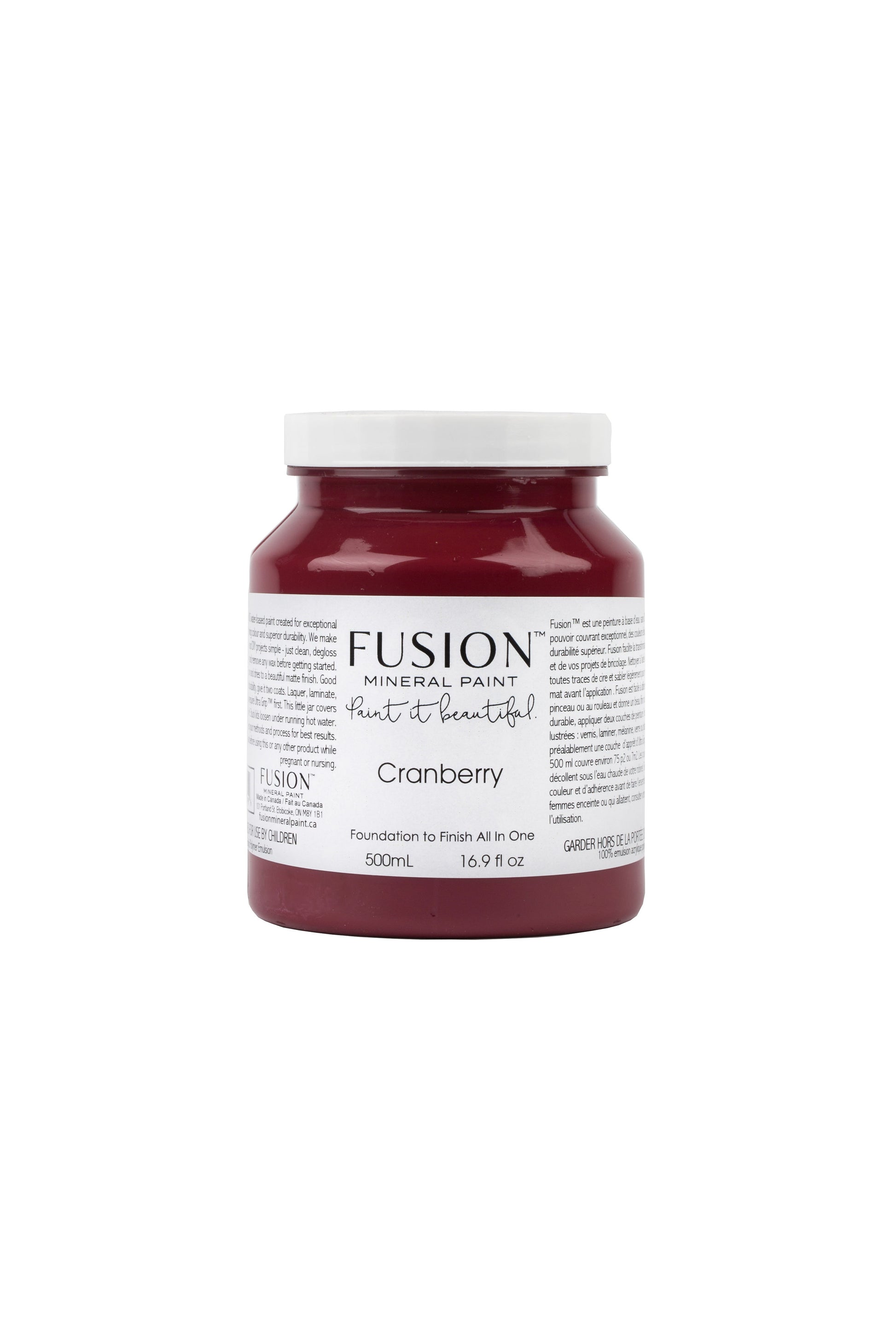 Cranberry Fusion Mineral Paint, Deep Red Paint Color | 500ml Pint Size