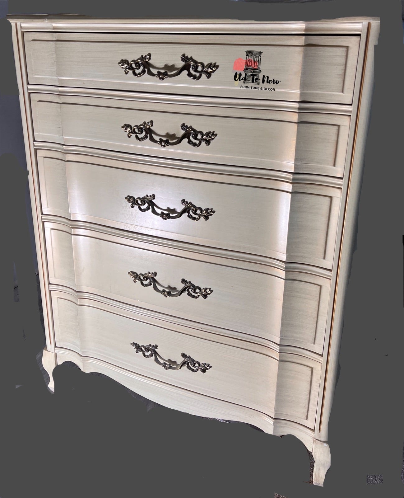 Upscale French Provincial Five Drawer Dresser Painted with Champness from Fusion Mineral Paint