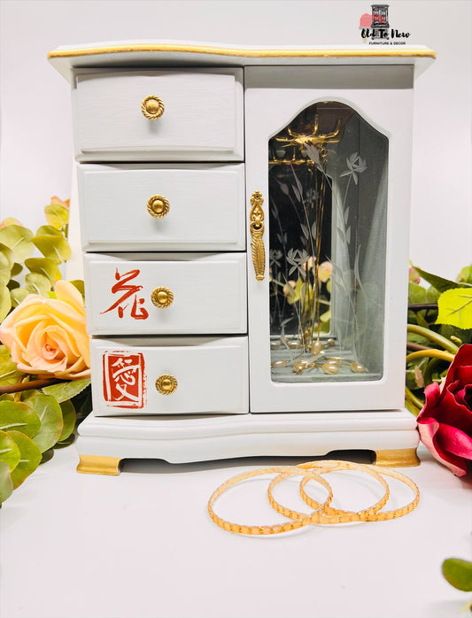 White & Gold Jewellery Box, Old to New Furniture & Decor