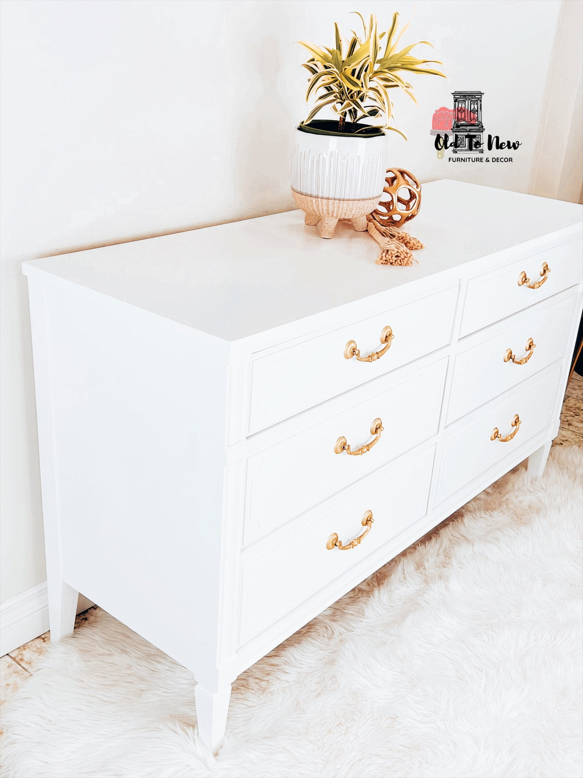 6 Drawer Modern Dresser, Victorian Lace Fusion Mineral Paint | Old to New Furniture & Decor