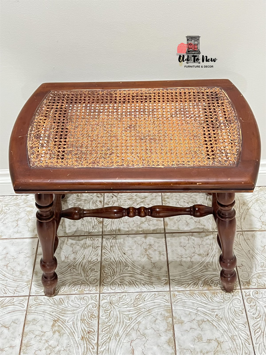 Wood Rattan End Table