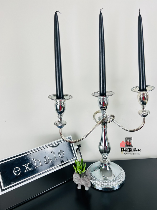 Polished Silver Twisted Arm Candelabra Stand