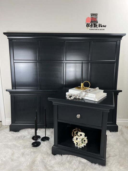 Dark Coloured Headboard, Nightstand & Footboard; painted with Ash from Fusion Mineral Paint