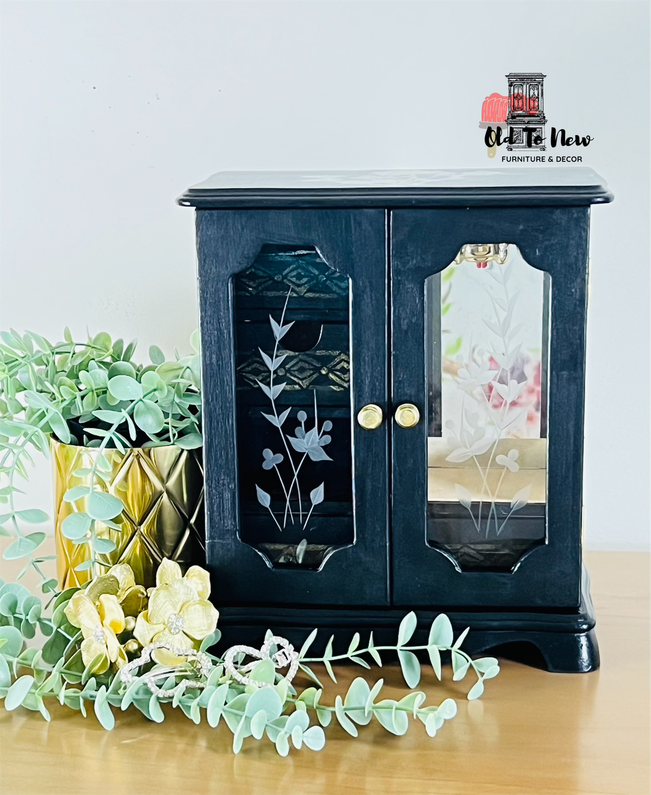 Black 3 drawer jewelry box, Jewelry holder gift - Old to New Furniture & Decor