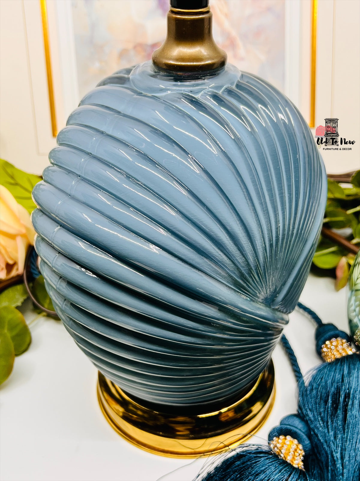 Blue Glass Lamp; Old to New Furniture & Decor