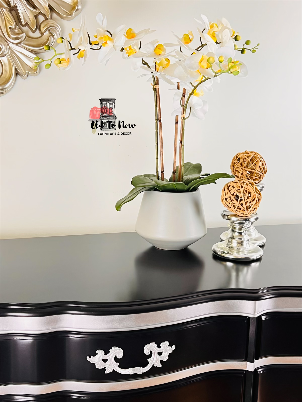 Luxurious Black and Silver 9 Drawer Dresser Painted with Coal Black from Fusion Paints