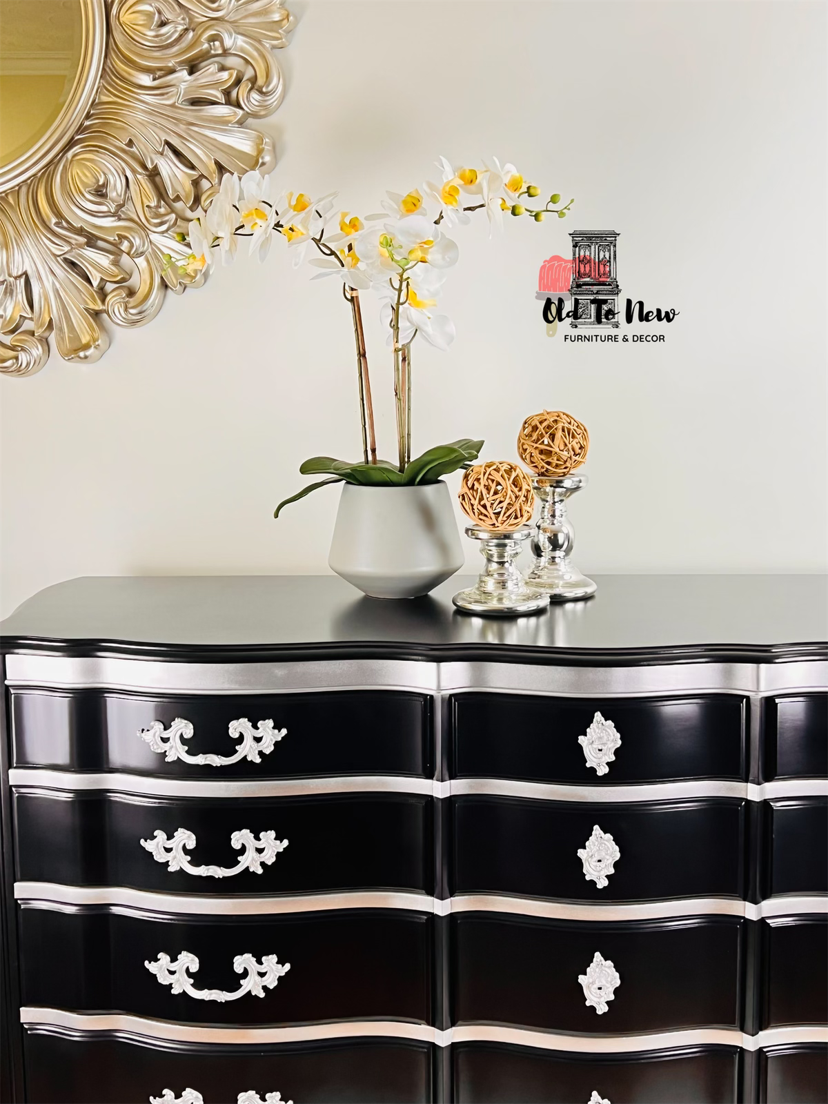 Luxurious Black and Silver 9 Drawer Dresser Painted with Coal Black from Fusion Paints