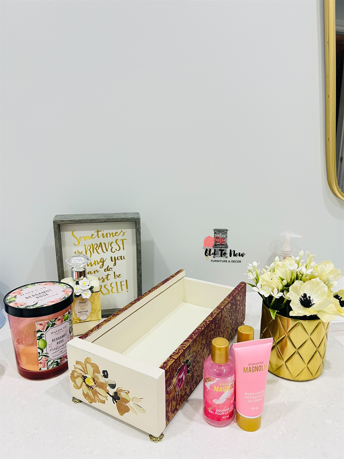 Eclectic Floral Table Top Organizer