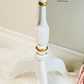 Accent Table White and Gold Bases; Christmas Decor up close gold and white vintage furniture