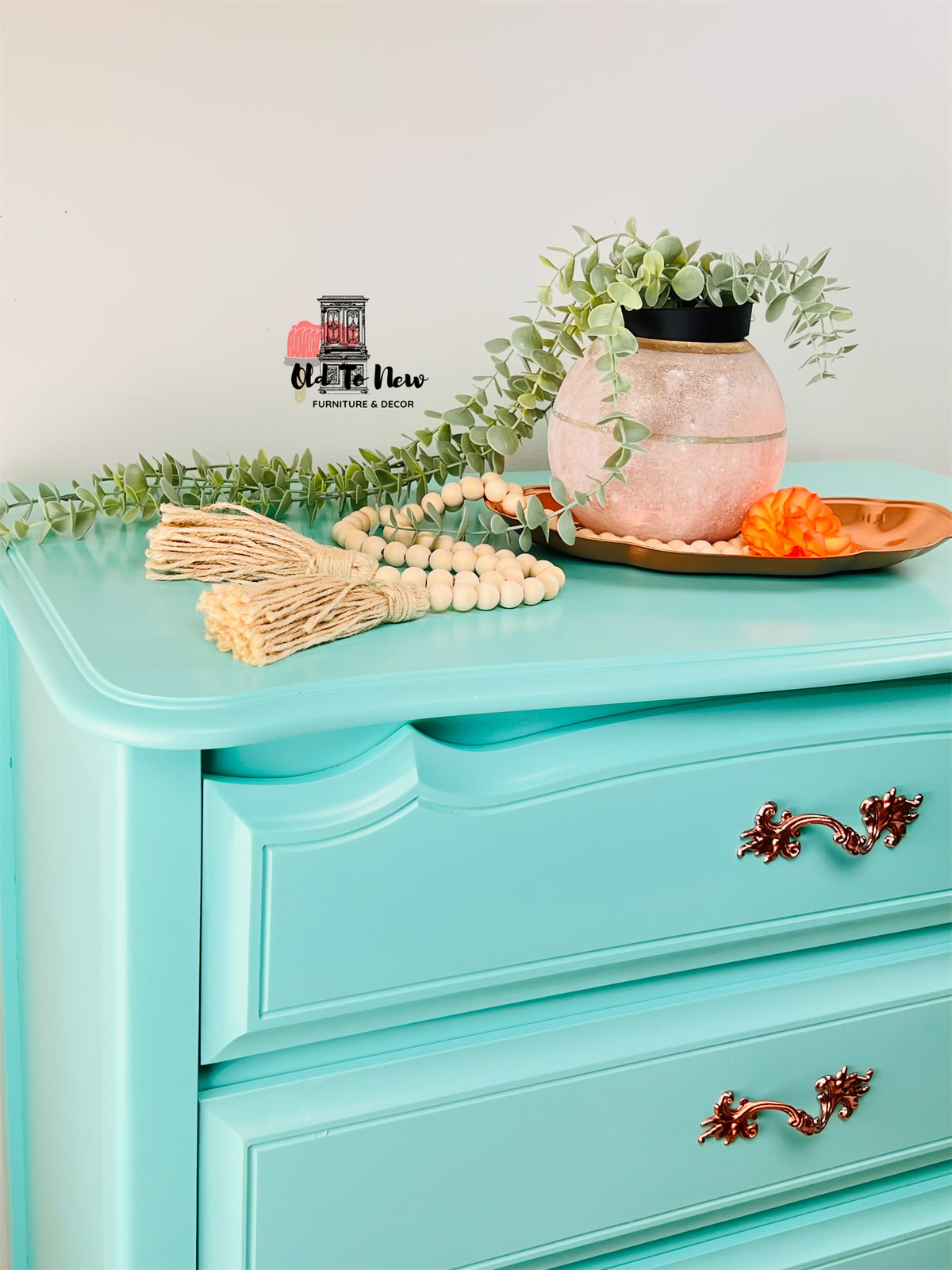 Stunning Turquoise Blue French Provincial 4 Drawer Dresser