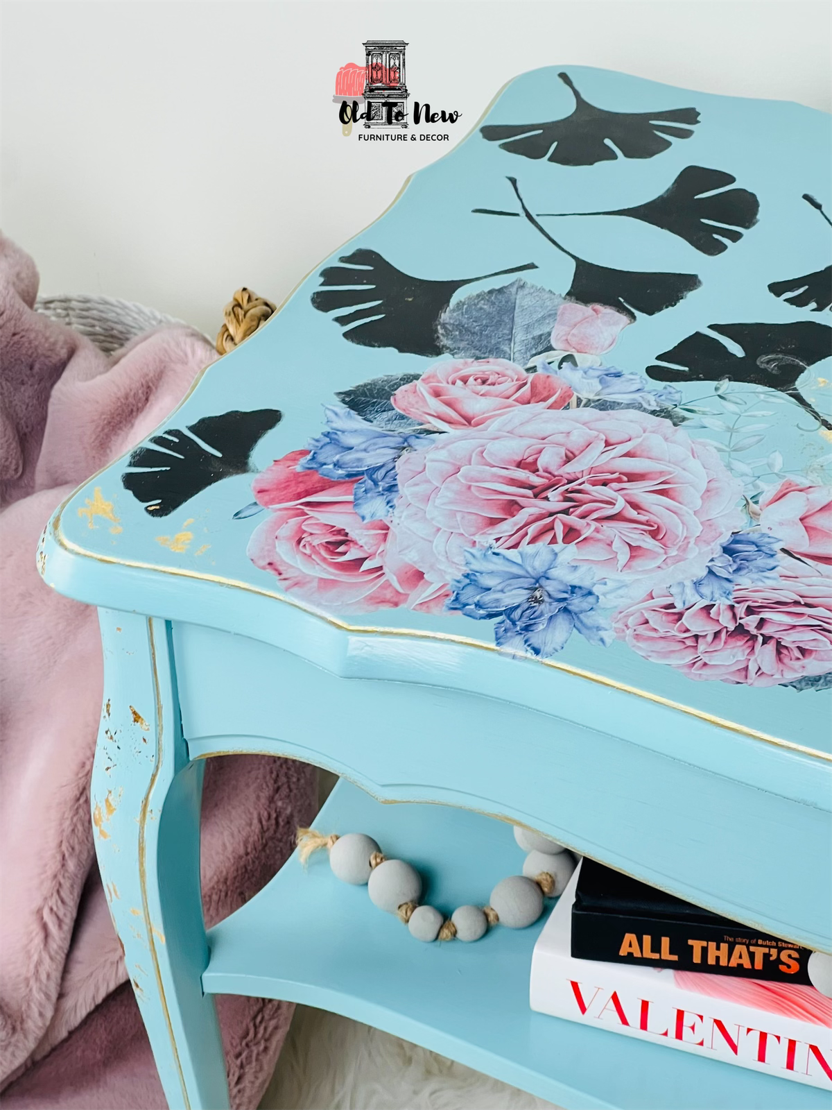 Ginko Leaf Floral Center Table, Accent Table, Old to New Furniture and Decor, Canadian Furniture