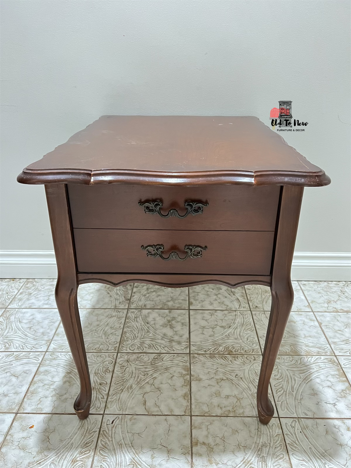 Blue French Provincial End Table Painted with Fusion Mineral Paint