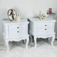 Ornate White End Tables, painted with Picket Fence From Fusion Mineral Paint. Old to New Furniture & Decor