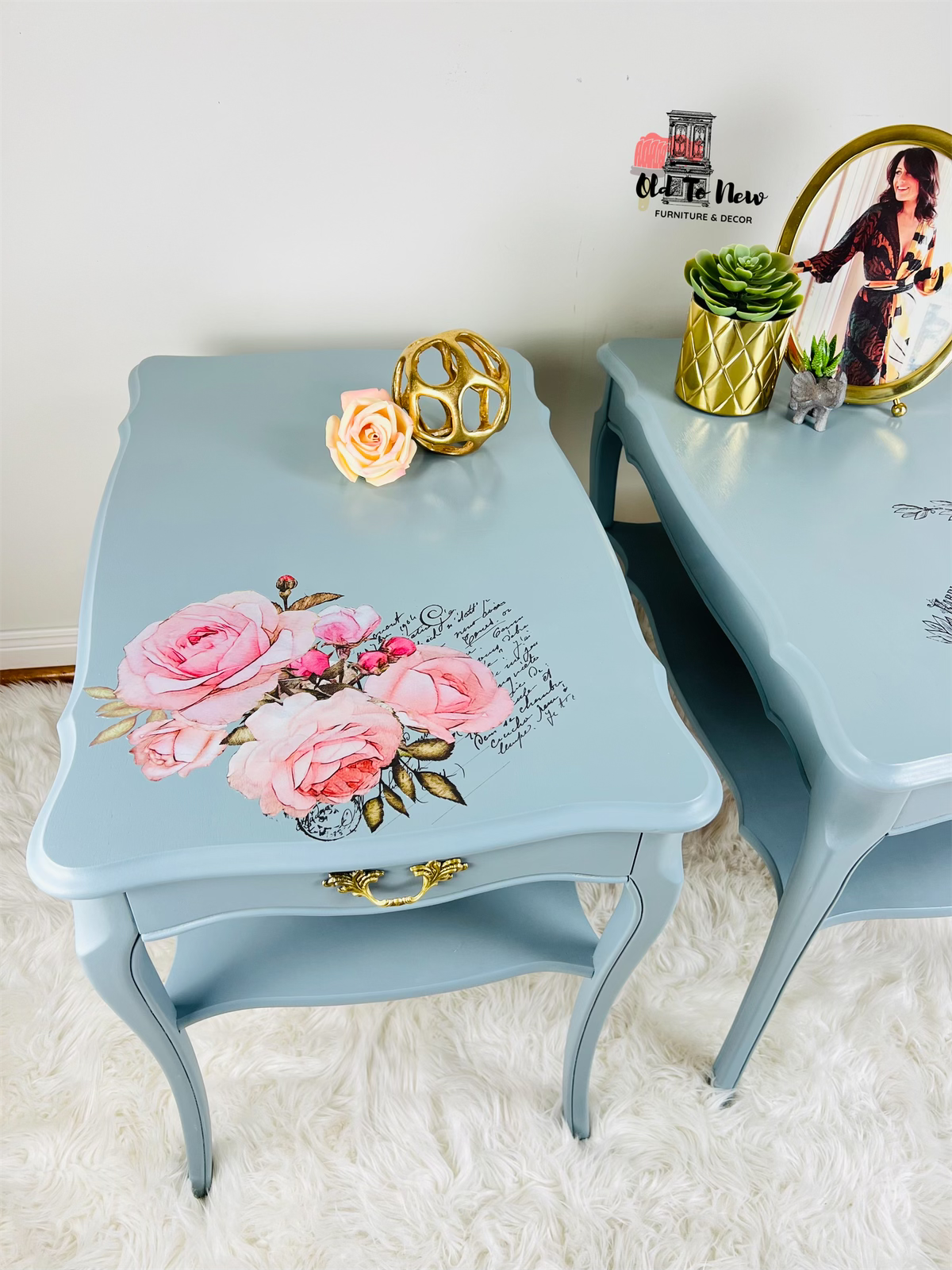 French Provincial End Tables Painted with Paisley from  Fusion Mineral Paint, Old to New Furniture & Decor