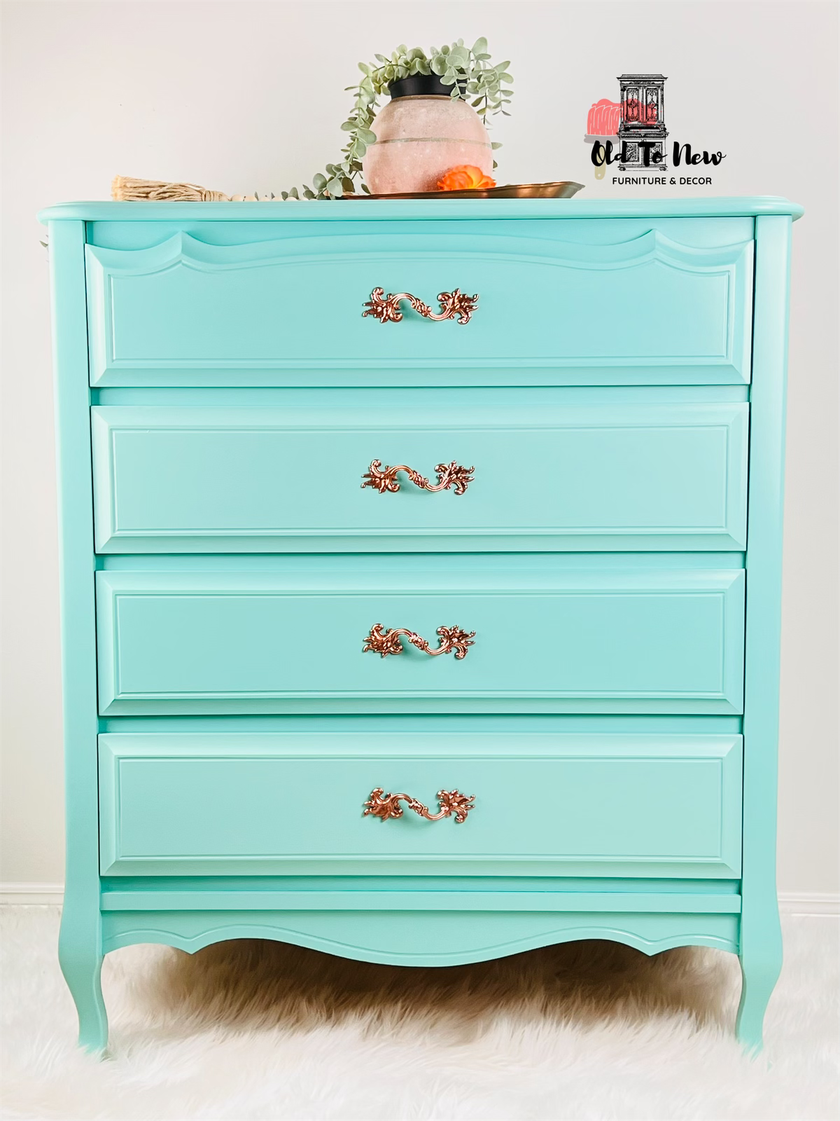 Stunning Turquoise Blue French Provincial 4 Drawer Dresser