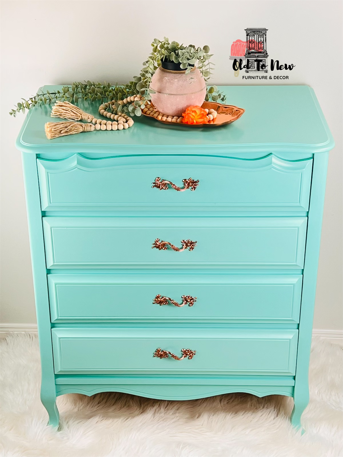 Stunning Turquoise Blue French Provincial 4 Drawer Dresser