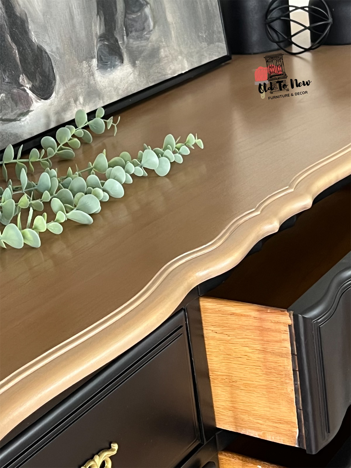 Black Sideboards You'll Love in 2023, Block and Gold French Provincial Buffet, Old to New Furniture & Decor., natural wood grain furniture top, Kitchen Buffets Cabinets