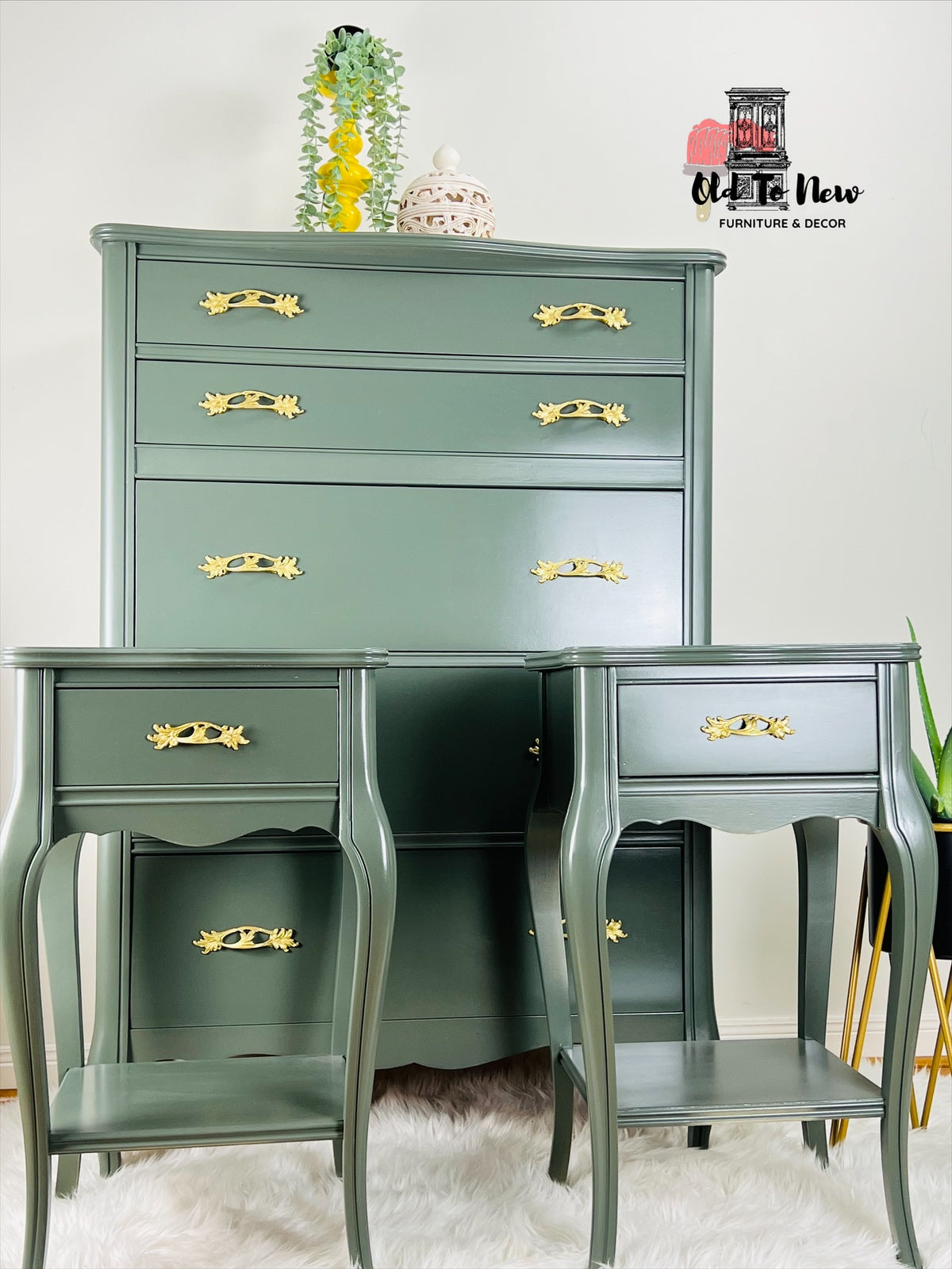 5 Drawer Tall Armoire and 2 End Tables Everett Fusion Mineral Paint; Old to New Furniture & Decor