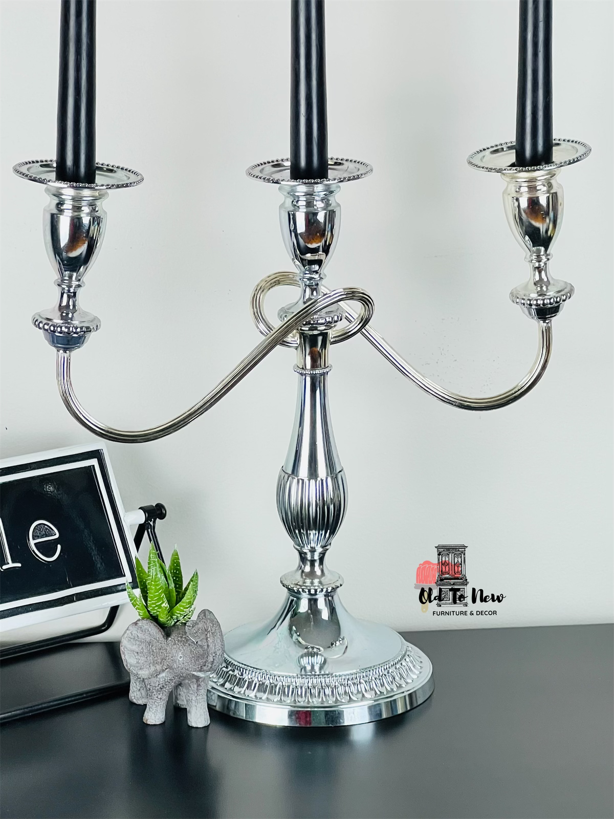 Polished Silver Twisted Arm Candelabra Stand