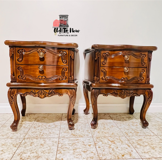 Brown engraved ornate end tables  | GTA