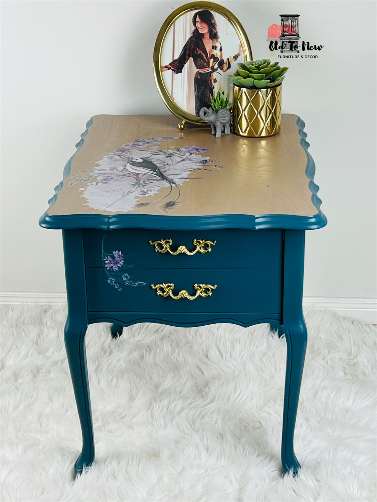 Blue French Provincial Side Table , Old To New Furniture & Decor