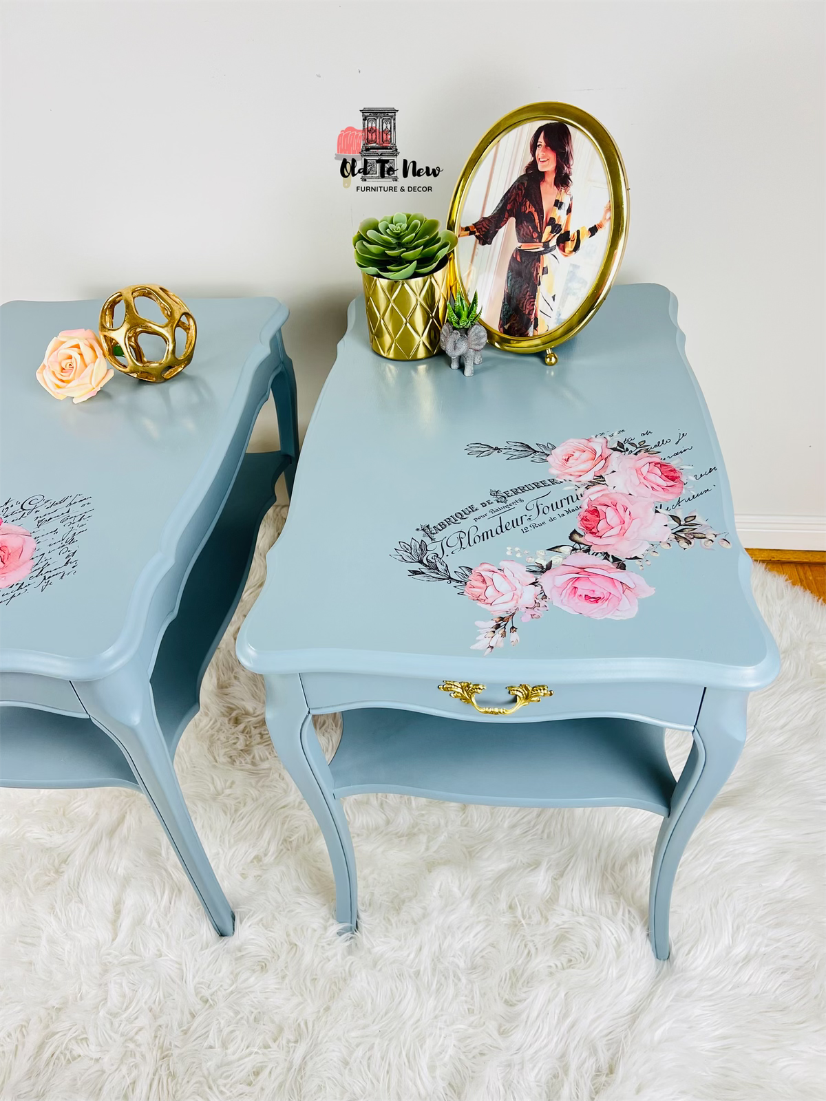 French Provincial Side Tables with Hokus Pokus Transfer,  Old to New furniture & Decor