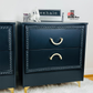 Modern Gold Legs 2-Drawer Storage Black Nightstand