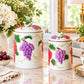 Vintage 3D Ceramic Grape Canister Set of 2 – Embossed Tuscan Kitchen Storage Jars