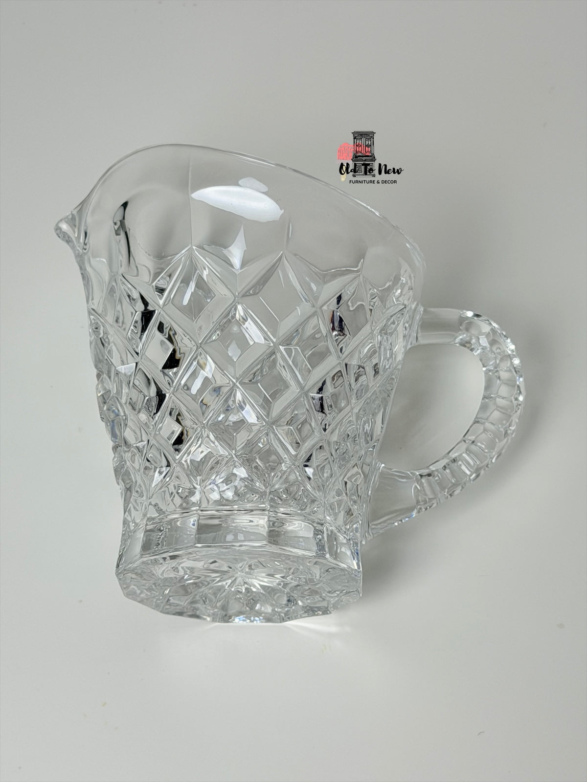 Vintage Diamond Cut Glass Pitcher