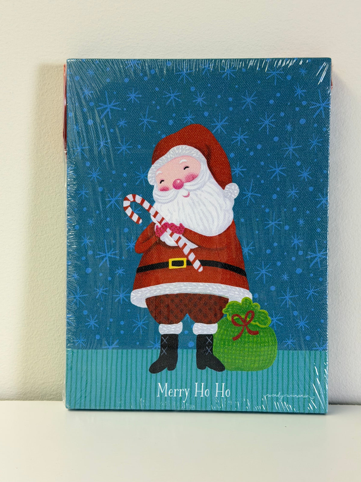 Light-Up Wendy Wiinanen "Merry Ho Ho" Jolly Santa Stretched Canvas Wall Art