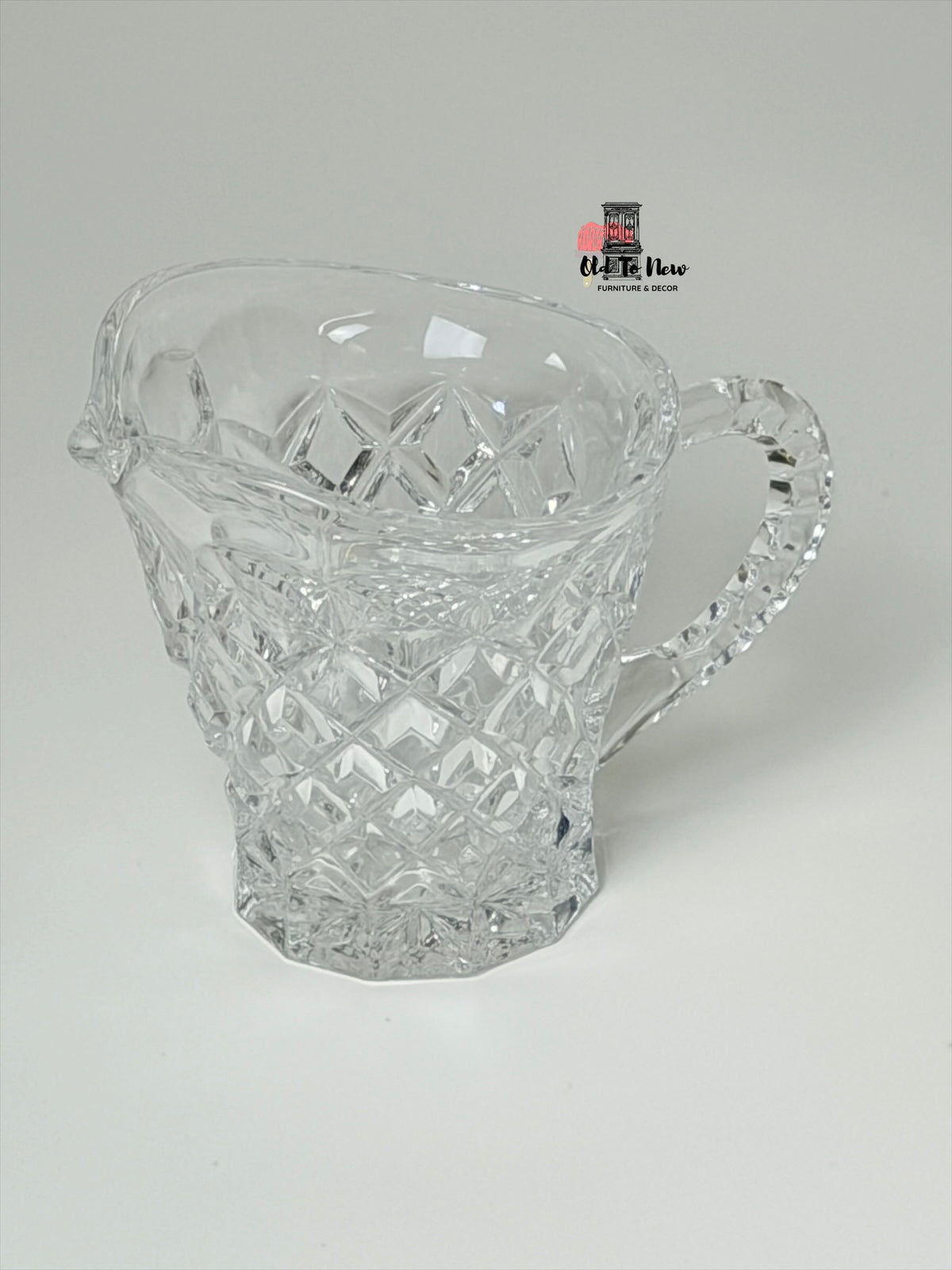 Vintage Diamond Cut Glass Pitcher