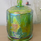 Vintage Indiana Harvest Grape Carnival Iridescent Green Glass Canister; Old to New Furniture & Decor.