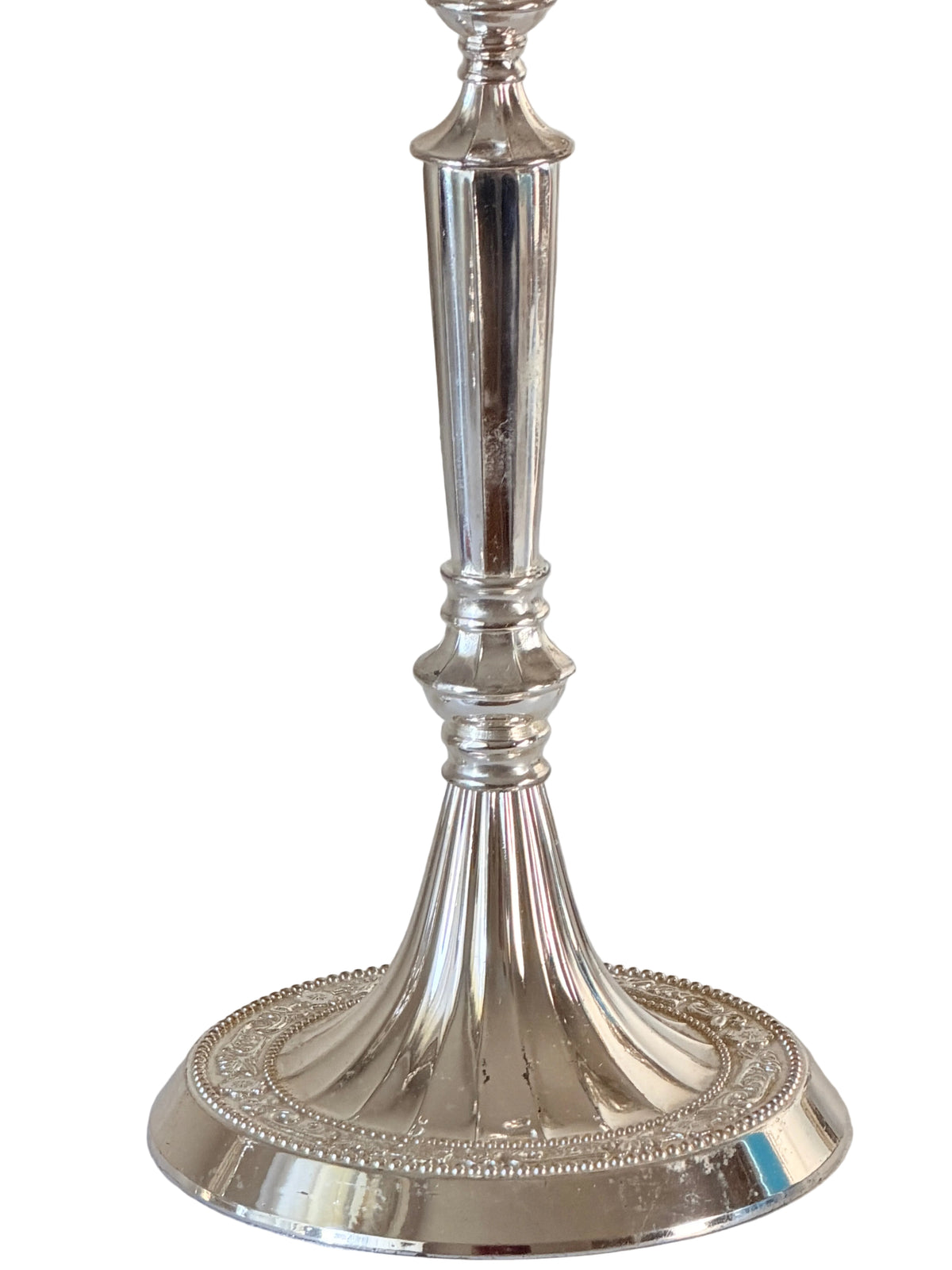 Pair of Vintage Neoclassical Silverplated Candlesticks – Fluted Baluster Taper Holders