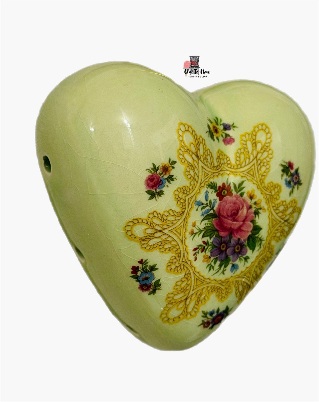 Vintage Aidees of Torquay Ceramic Heart Pomander