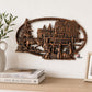 Vintage Copper-Tone Cast Metal Wall Plaque with Colonial Scene