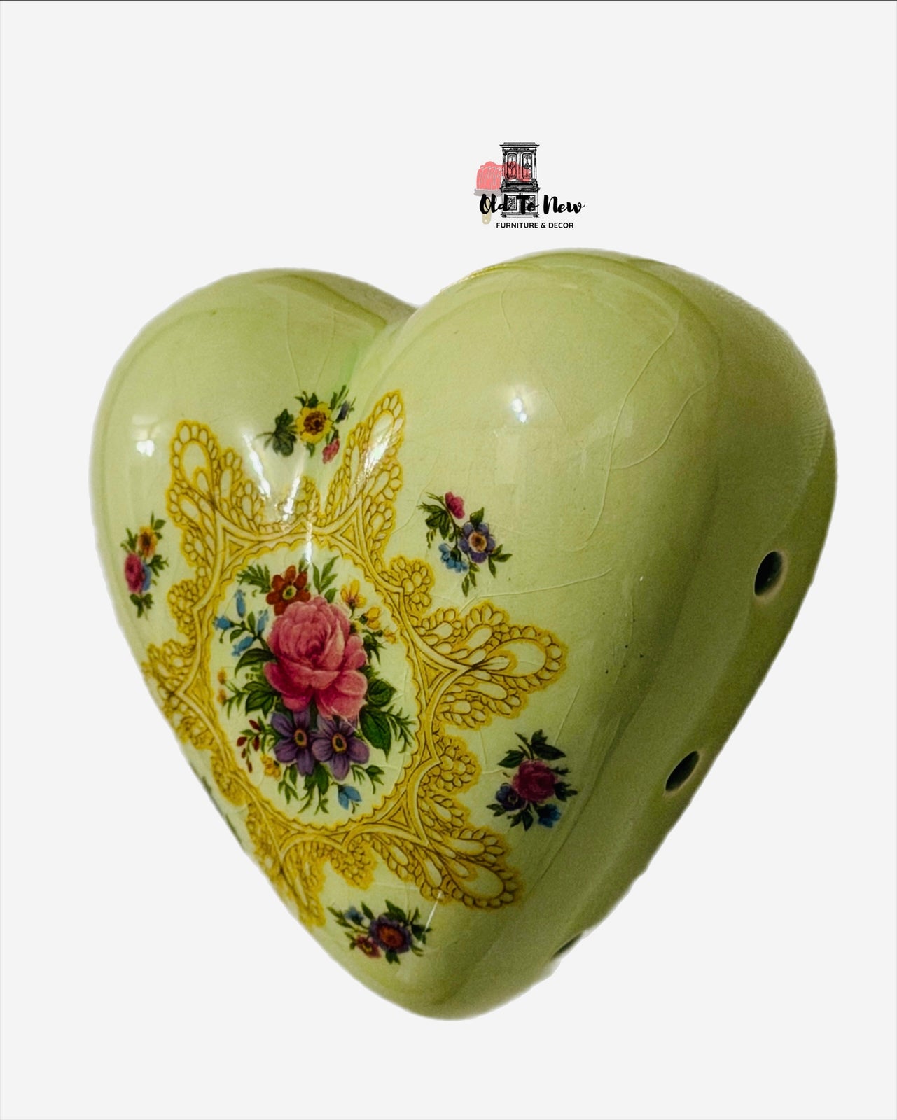Vintage Aidees of Torquay Ceramic Heart Pomander