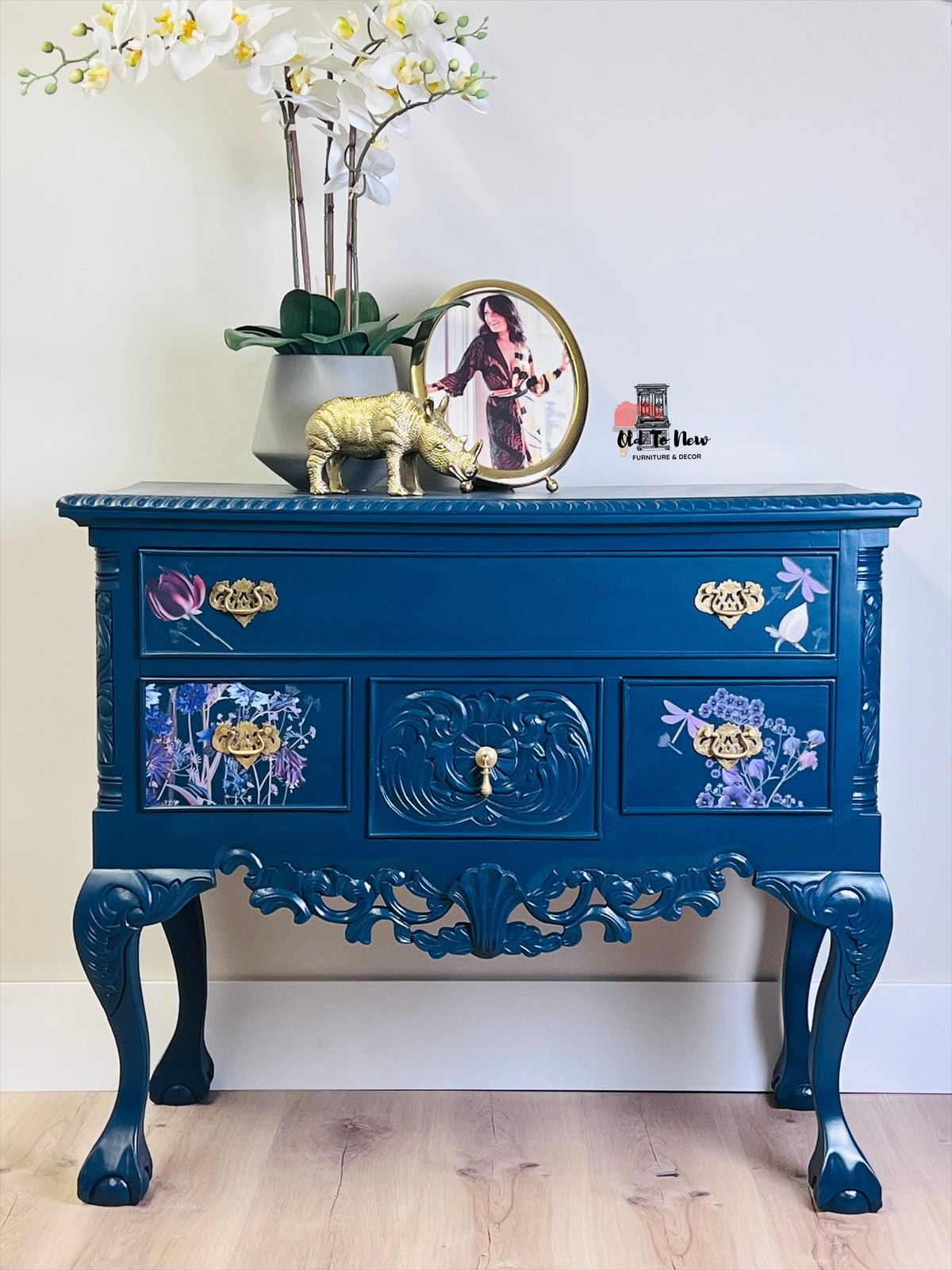 Refinished Sideboard with Hokus Pokus Miraculous Gardens Transfer