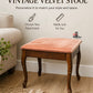 Vintage velvet stool for a customizable paint finish in a room setting.