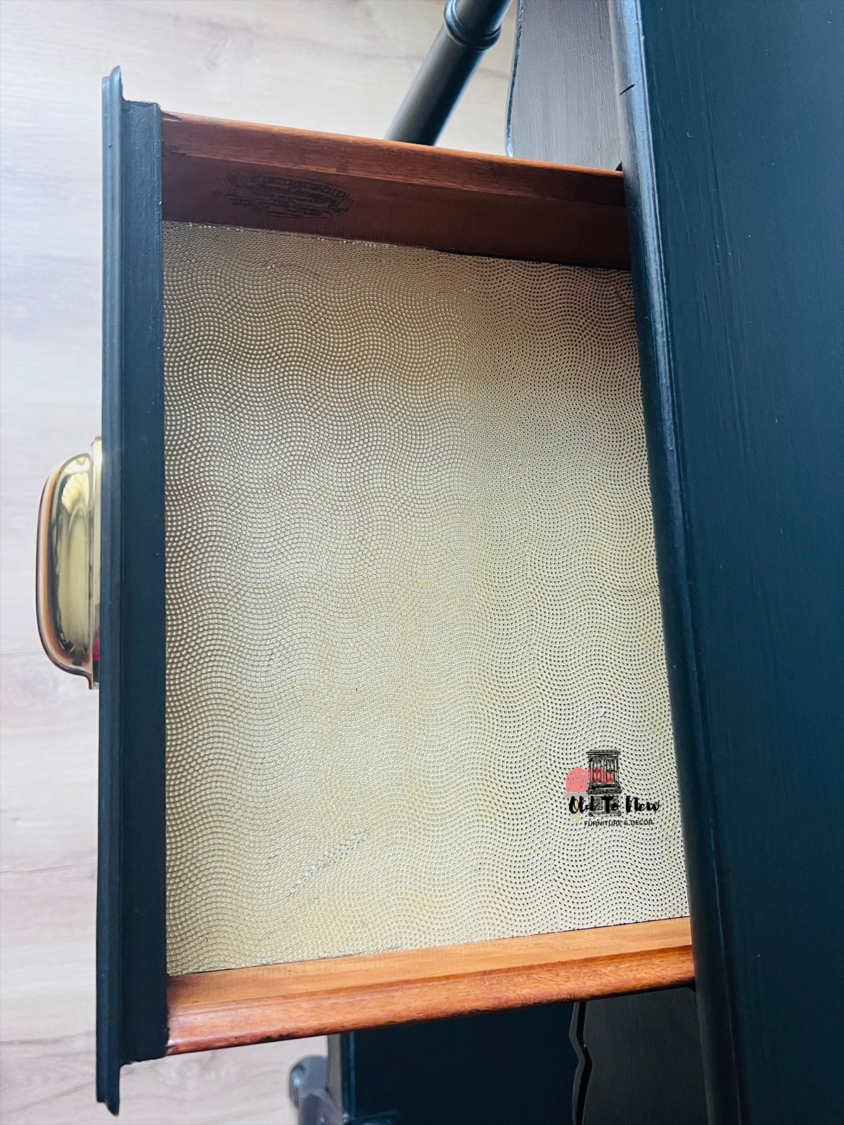 Black and Gold Console Table with Drawer for Entryway