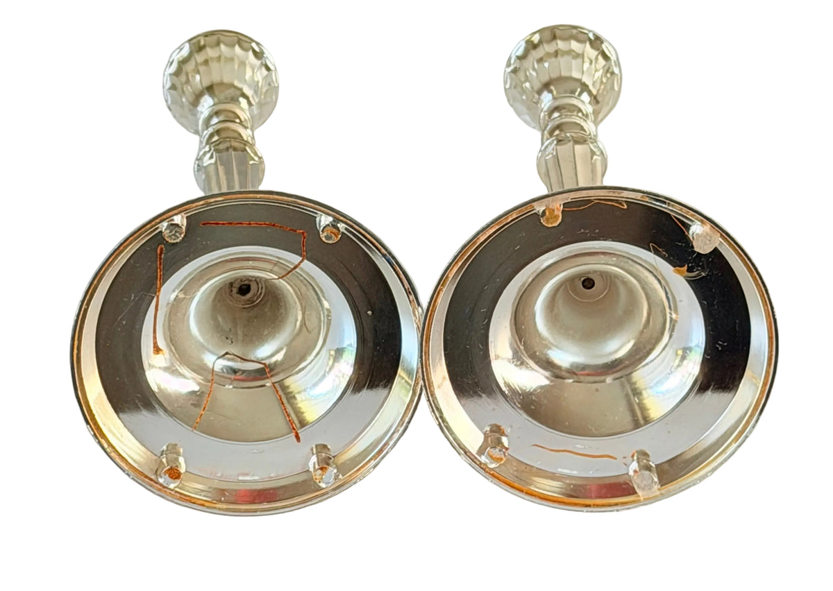 Pair of Vintage Neoclassical Silverplated Candlesticks – Fluted Baluster Taper Holders