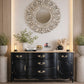 Pending; Refinished Vintage Black Sideboard with Gold Hardware | Elegant Storage Cabinet