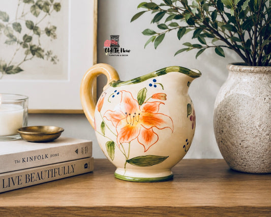 English Country Floral Ceramic Pitcher