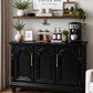 Restyled Vintage Black Sideboard with Gold Hardware | Elegant Storage Cabinet
