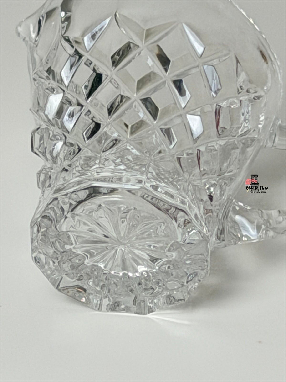 Vintage Diamond Cut Glass Pitcher
