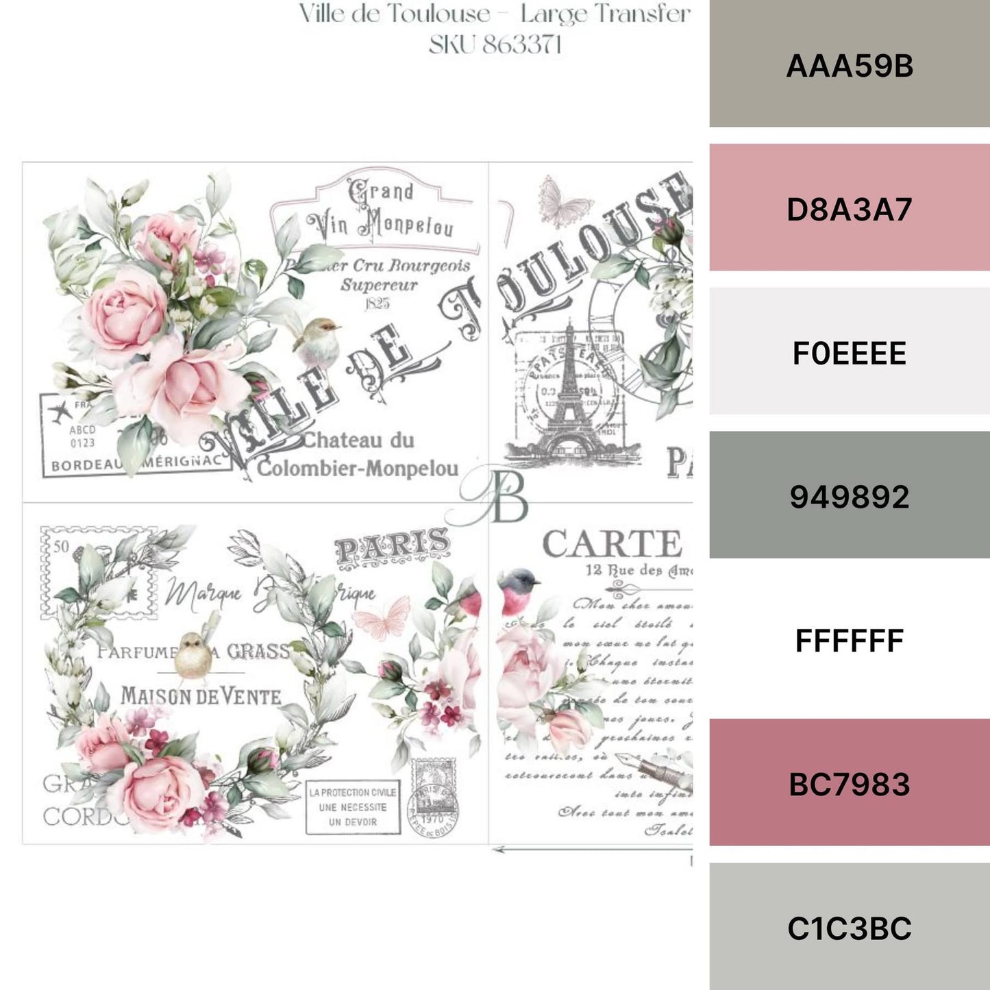 NEW Hokus Pokus; Ville De Toulouse – Large Transfer – 4 x Sheets, Forge & Blume